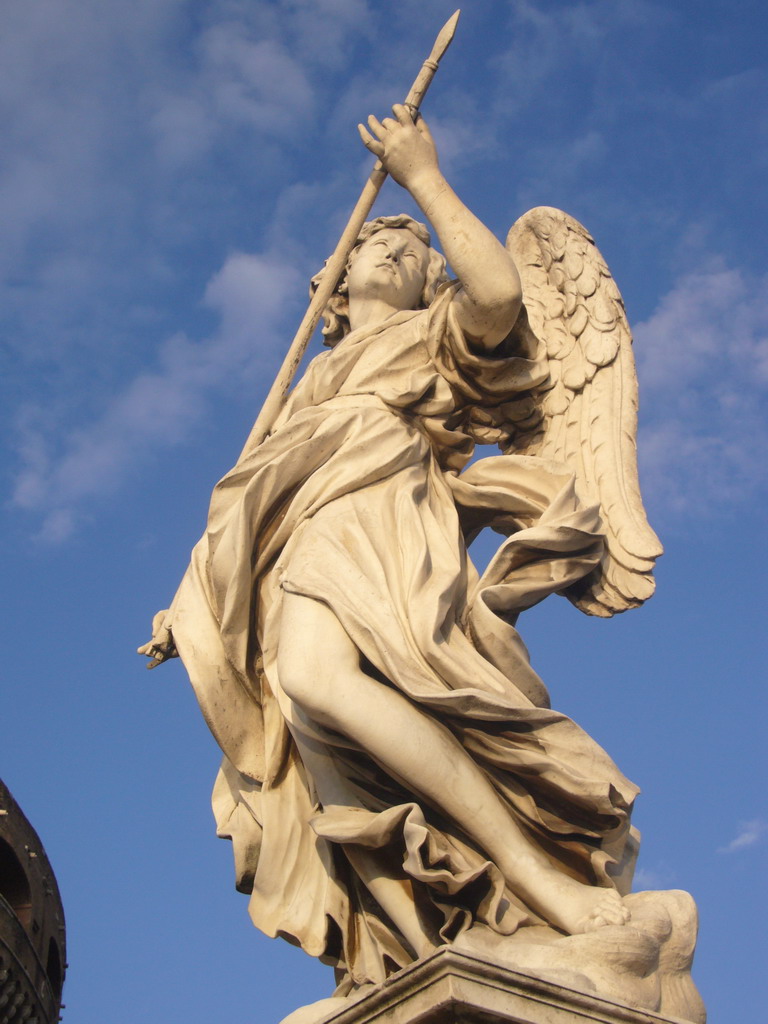 Statue `The Angel with the Lance` at the Ponte Sant`Angelo bridge