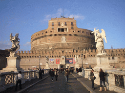 The Ponte Sant`Angelo bridge (with four statues) and the Castel Sant`Angelo