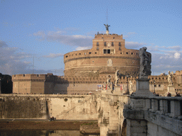 The Ponte Sant`Angelo bridge (with ten statues), the Tiber river and the Castel Sant`Angelo