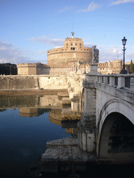 The Ponte Sant`Angelo bridge (with ten statues), the Tiber river and the Castel Sant`Angelo