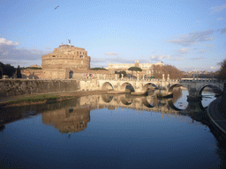 The Ponte Sant`Angelo bridge, the Tiber river and the Castel Sant`Angelo