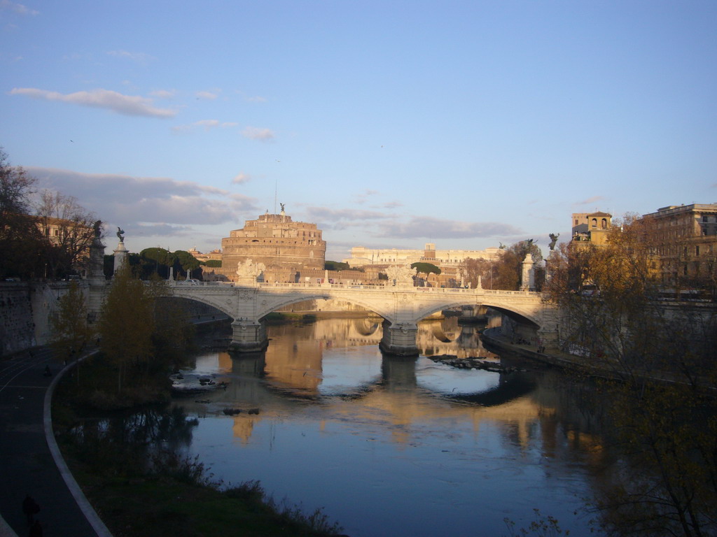 The Ponte Vittorio Emanuele II bridge, the Tiber river and the Castel Sant`Angelo