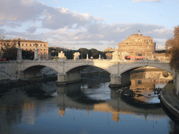 The Ponte Vittorio Emanuele II bridge, the Tiber river and the Castel Sant`Angelo