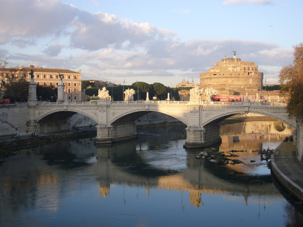 The Ponte Vittorio Emanuele II bridge, the Tiber river and the Castel Sant`Angelo
