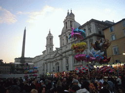 The Fountain of Neptune, the Palazzo Pamphilj, the Egyptian Obelisk and the christmas market, at the Piazza Navona