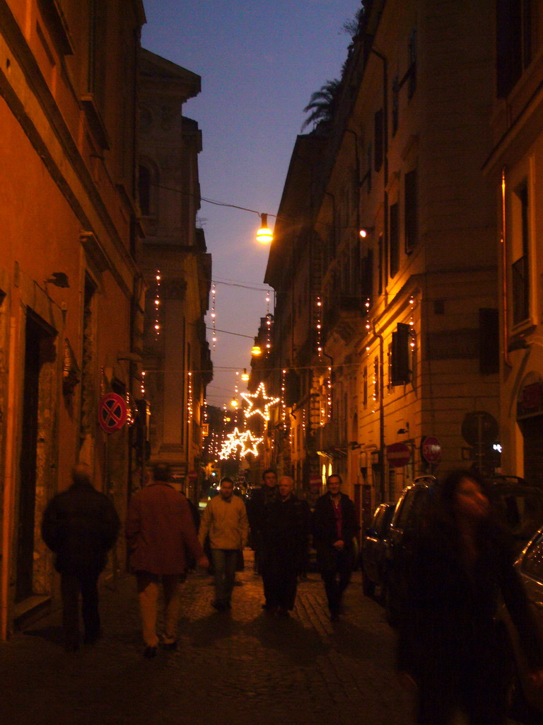 The Via di Santi Chiara street, by night