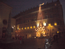 The Piazza della Minerva with the obelisk `Il pulcin della Minerva` by Bernini, the Basilica of Saint Mary Above Minerva church and the Grand Hotel de la Minerve, by night