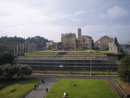 The Temple of Venus and Roma, the Via Sacra and the Arch of Titus at the Forum Romanum, viewed from level 1 of the Colosseum
