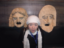 Miaomiao and theatre masks, in the museum at level 1 of the Colosseum