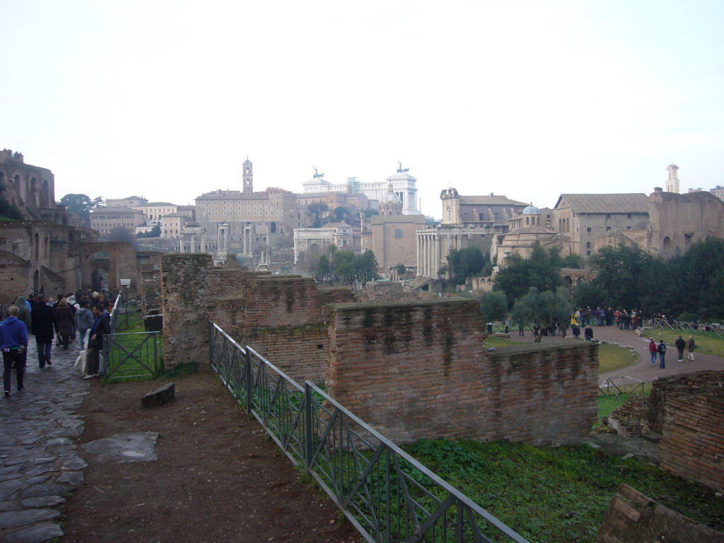 The Forum Romanum, the Capitoline Hill and the Monument to Vittorio Emanuele II, from the northern slope of the Palatine Hill