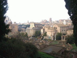 The Forum Romanum, with the Temple of Antoninus and Faustina and the Temple of Romulus, from the northern slope of the Palatine Hill