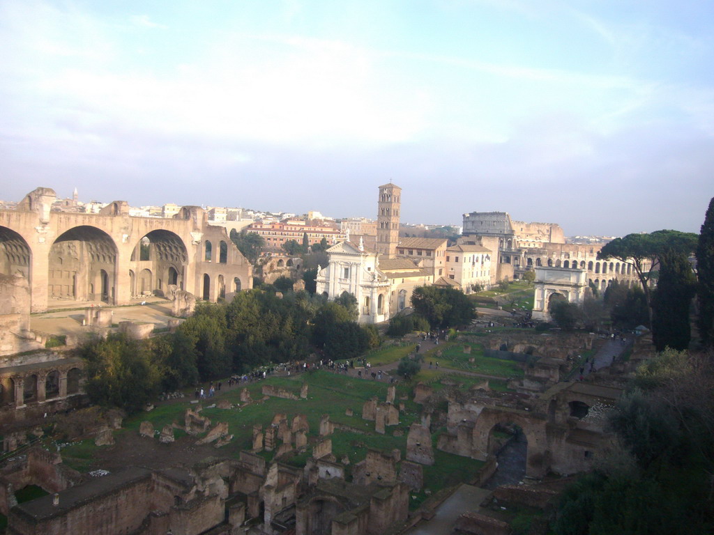 View on the Forum Romanum and the Colosseum from the Palatine Hill