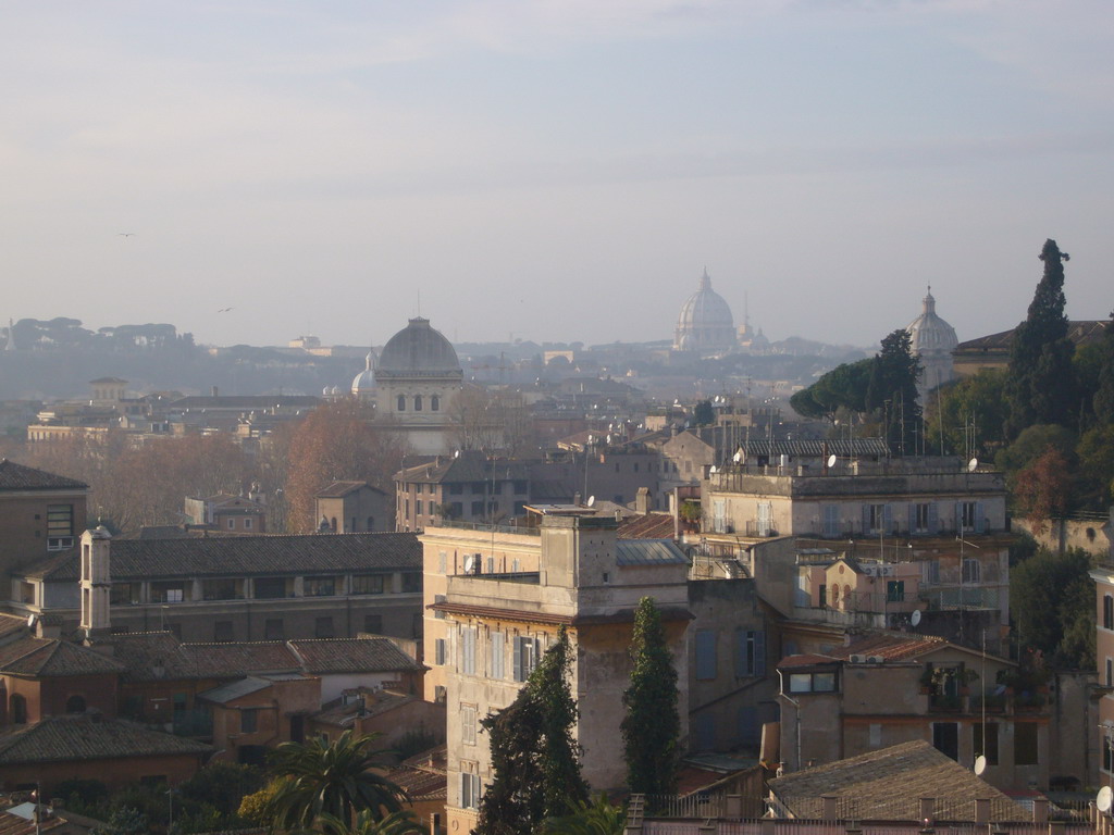 View on St. Peter`s Basilica and other churches from the Palatine Hill