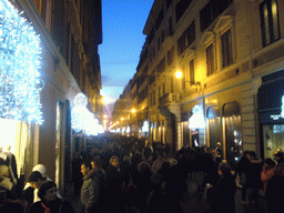 The Via dei Condotti street, by night