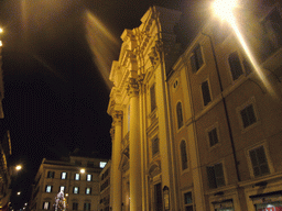 The Via del Corso street, with the front of the San Carlo al Corso church, by night