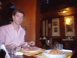 Tim having lunch in a restaurant at the Piazza di Spagna