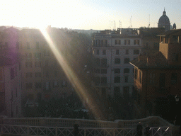 View from Piazza della Trinità dei Monti square on the Piazza di Spagna square, the Via Condotti street and the San Carlo al Corso church