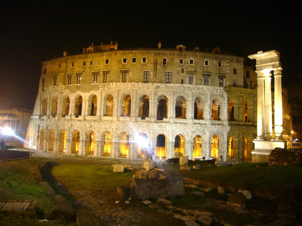 The Theatre of Marcellus and the Temple of Apollo Sosianus, by night