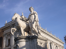 Statue of Castor at the Cordonata stairs to the Piazza del Campidoglio square at the Capitoline Hill