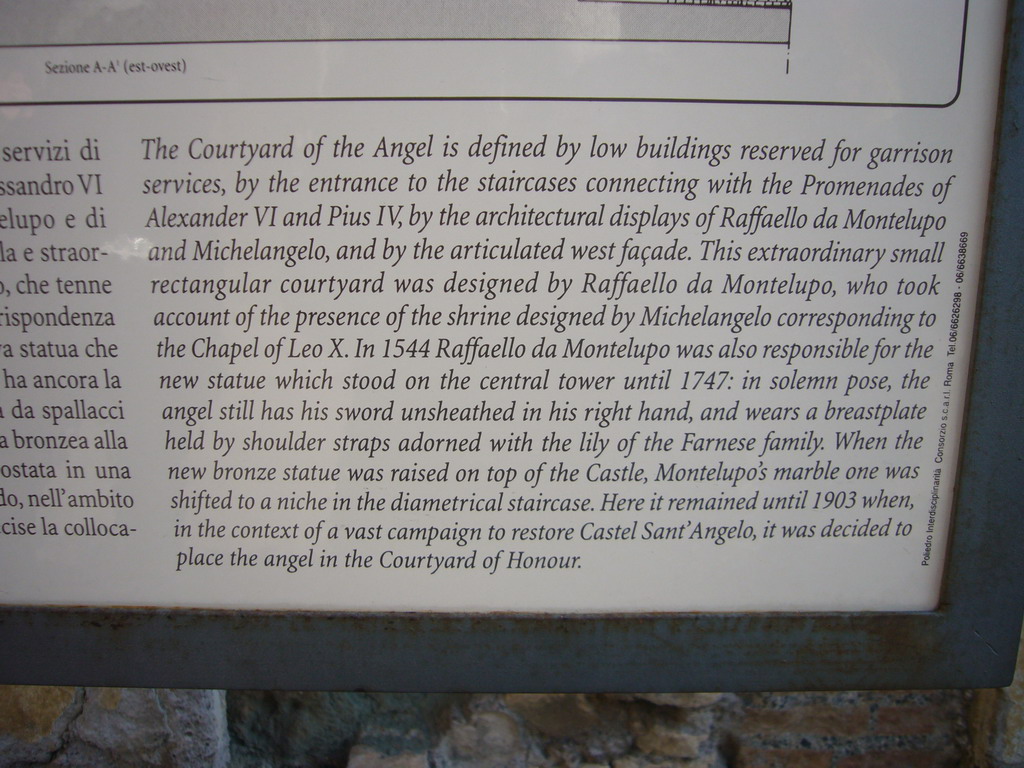 Explanation on the Courtyard of the Castel Sant`Angelo