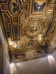 Golden decoration for Pope Paul III on a ceiling in the Castel Sant`Angelo