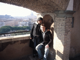 Tim and Miaomiao with a view from the Castel Sant`Angelo on the Via della Conciliazione street and St. Peter`s Basilica