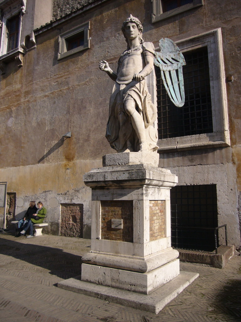 The marble statue of Saint Michael at the Courtyard of the Castel Sant`Angelo