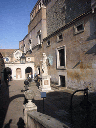 The Courtyard of the Castel Sant`Angelo, with the marble statue of Saint Michael