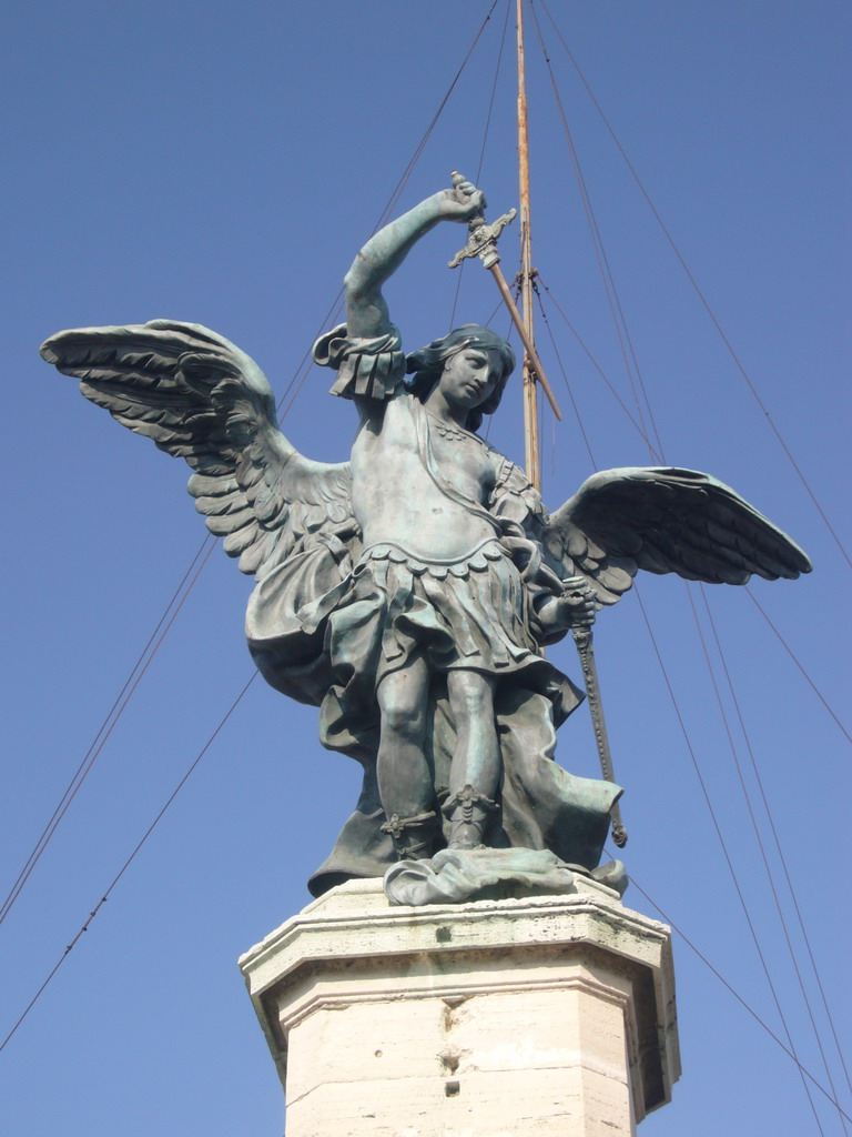 The bronze statue of Saint Michael on top of the Castel Sant`Angelo