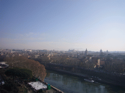 View from the Castel Sant`Angelo on several churches, an ice track and the Tiber river