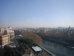 View from the Castel Sant`Angelo on the Casa Madre dei Mutilati, the Supreme Court of Cassation, an ice track and the Tiber river