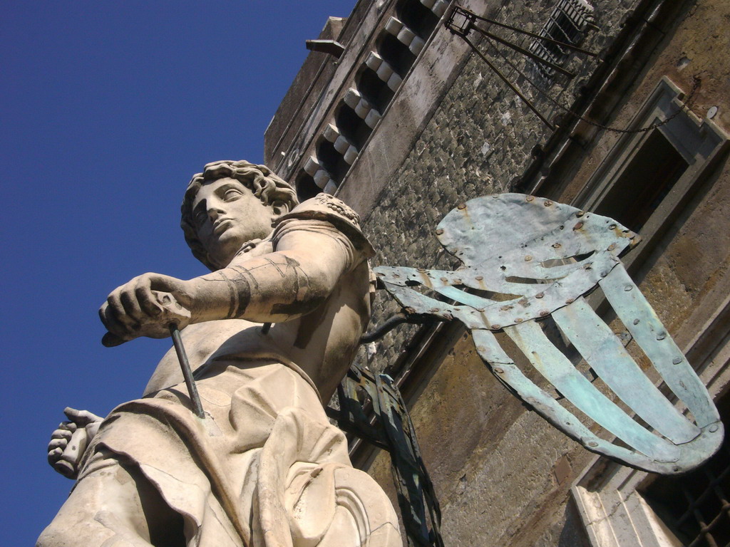 The marble statue of Saint Michael at the Courtyard of the Castel Sant`Angelo