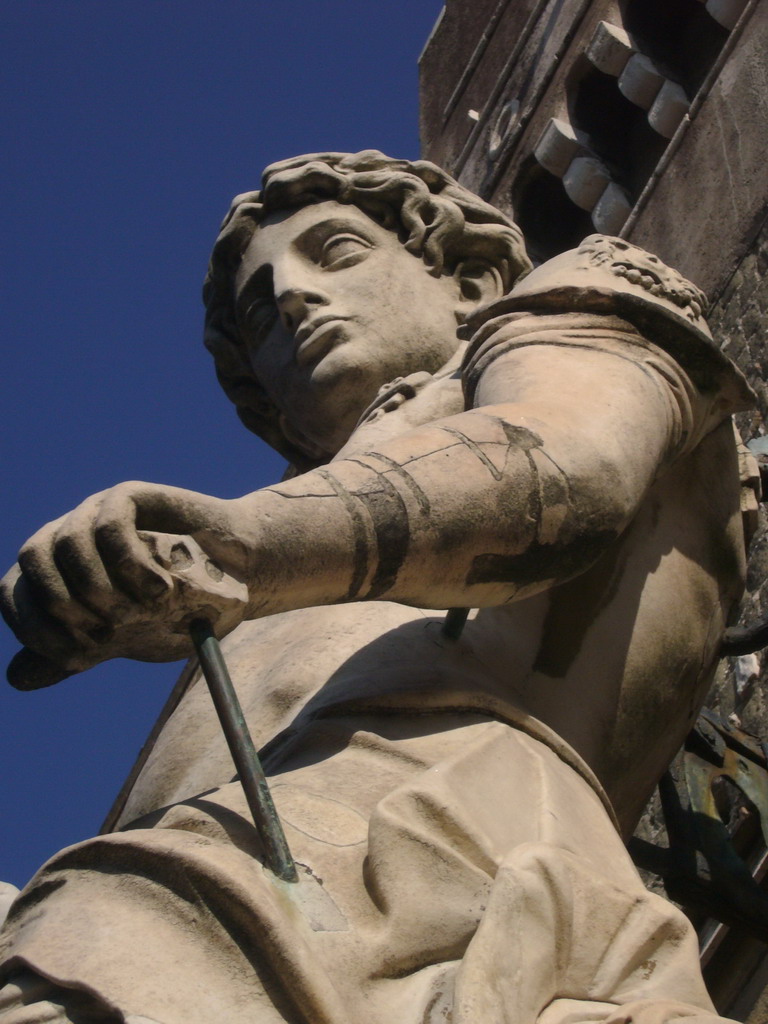 The marble statue of Saint Michael at the Courtyard of the Castel Sant`Angelo