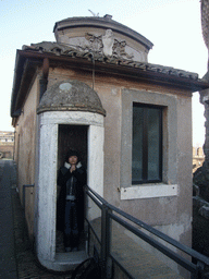 Miaomiao in a guardhouse at the Castel Sant`Angelo