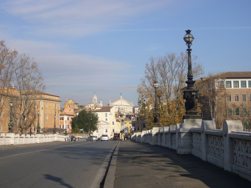 View from the Ponte Mazzini bridge to the northeast, with the Santa Maria in Vallicella (Chiesa Nuova) church