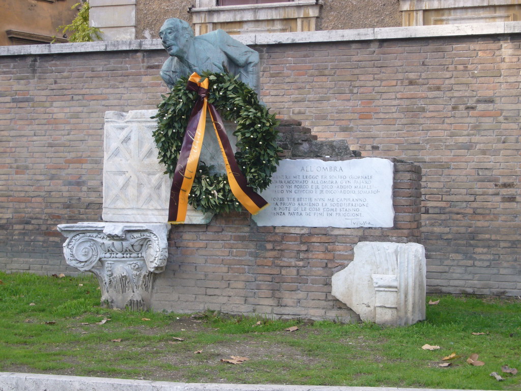 Trilussa`s Monument at the Piazza Trilussa square