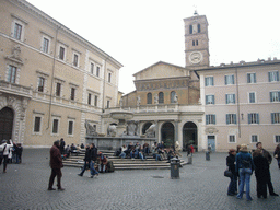 The Piazza di Santa Maria in Trastevere square, with the Basilica di Santa Maria in Trastevere church and a fountain