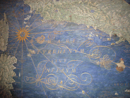 Old map of the Tyrrhenian Sea in the Gallery of Maps at the Vatican Museums