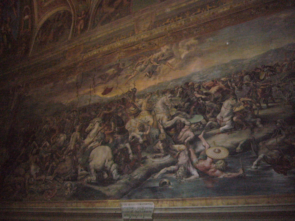 Fresco `Battle of Constantine against Maxentius` in the Raphael Rooms (Stanze di Raffaello) at the Vatican Museums