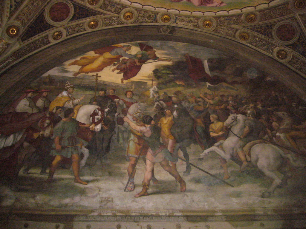 Fragment of the fresco `The Meeting of Leo the Great and Attila` in the Raphael Rooms at the Vatican Museums
