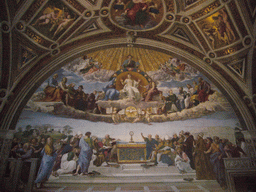 Fresco `Disputation of the Holy Sacrament` in the Raphael Rooms at the Vatican Museums