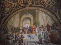Fresco `The School of Athens` in the Raphael Rooms at the Vatican Museums