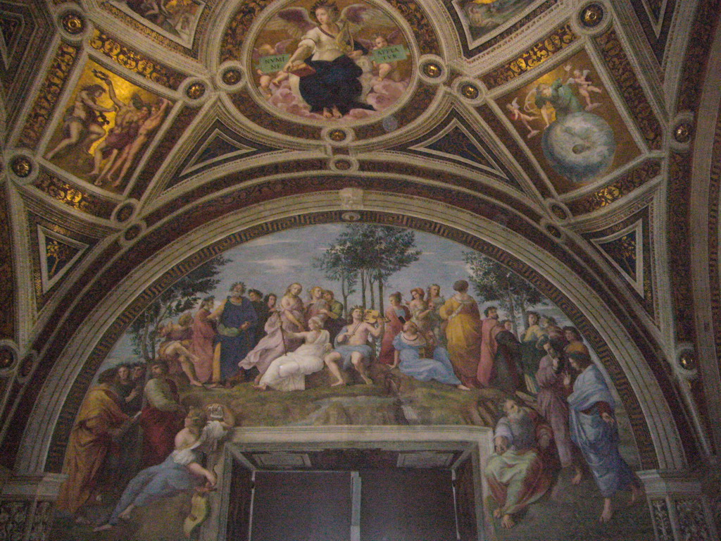 Fresco `The Parnassus` in the Raphael Rooms at the Vatican Museums