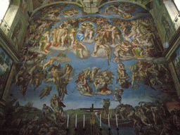Fresco `The Last Judgement` on the west wall of the Sistine Chapel at the Vatican Museums