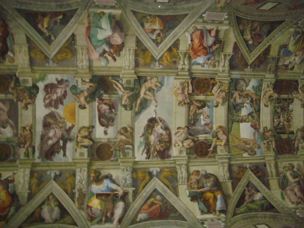 Frescoes at the ceiling of the Sistine Chapel at the Vatican Museums