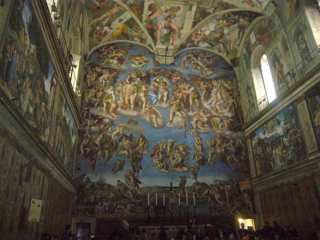 Fresco `The Last Judgement` on the west wall of the Sistine Chapel at the Vatican Museums