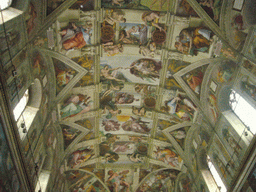 Frescoes at the ceiling of the Sistine Chapel at the Vatican Museums