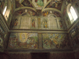 Frescoes at the east wall of the Sistine Chapel at the Vatican Museums