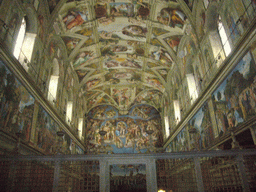 The west side of the Sistine Chapel at the Vatican Museums