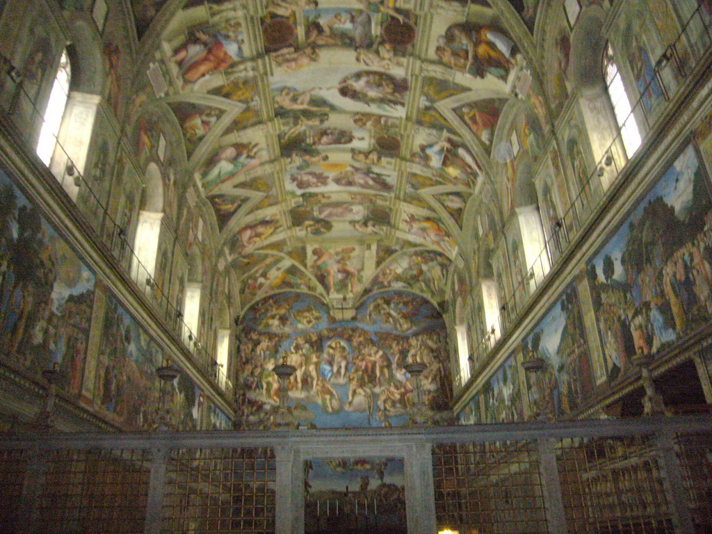 The west side of the Sistine Chapel at the Vatican Museums
